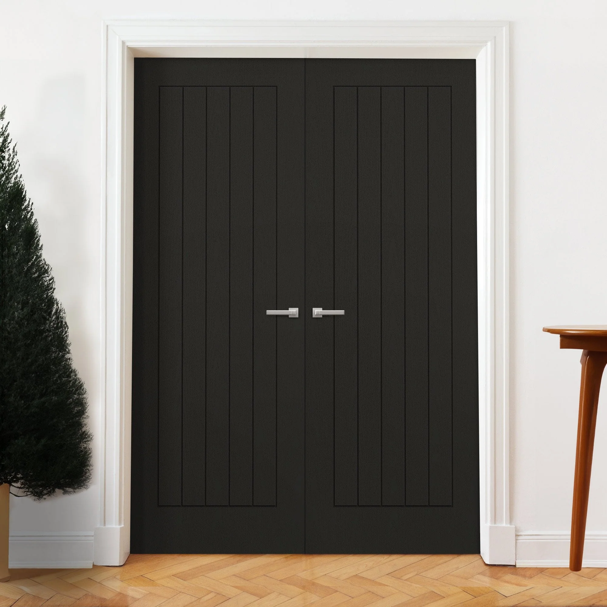 Internal Black Fully Finished Oak Farley Door Pair Door - Image 2