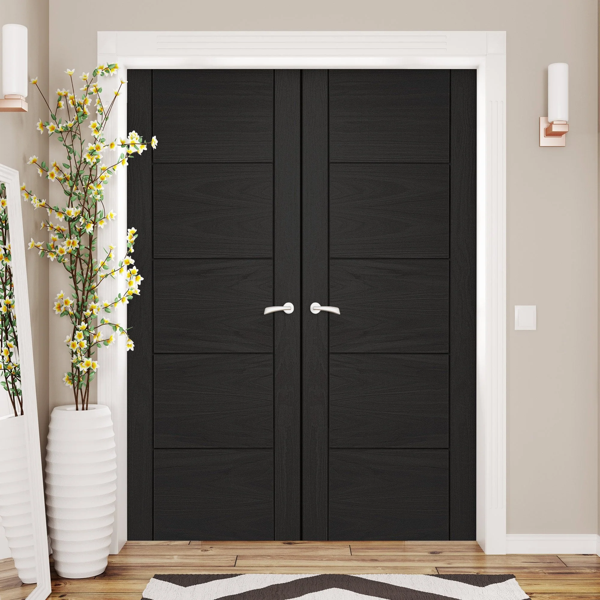 Internal Black Fully Finished Oak Parma Door Pair Door