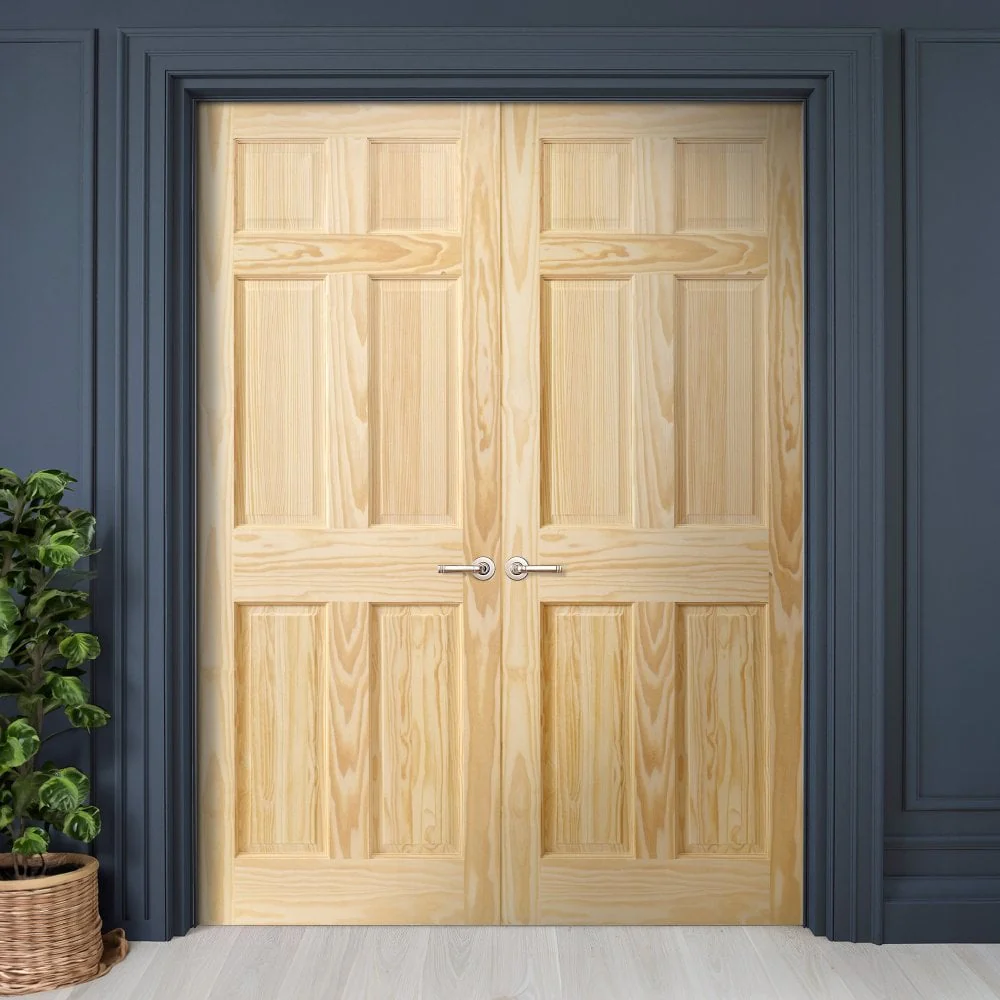 Internal Clear Pine Unfinished 6 Panel Pair Door