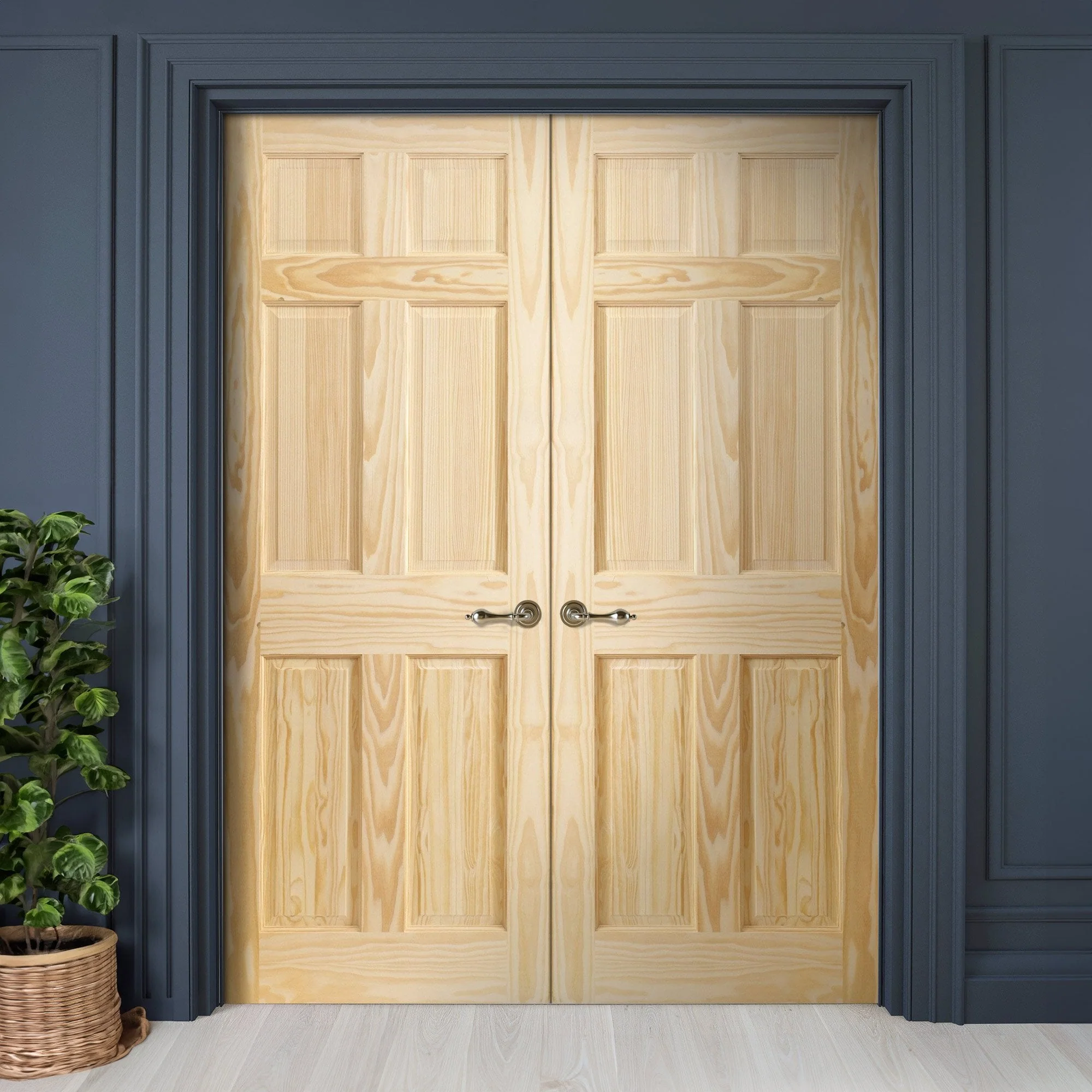 Internal Clear Pine Unfinished 6 Panel Pair Door - Image 3