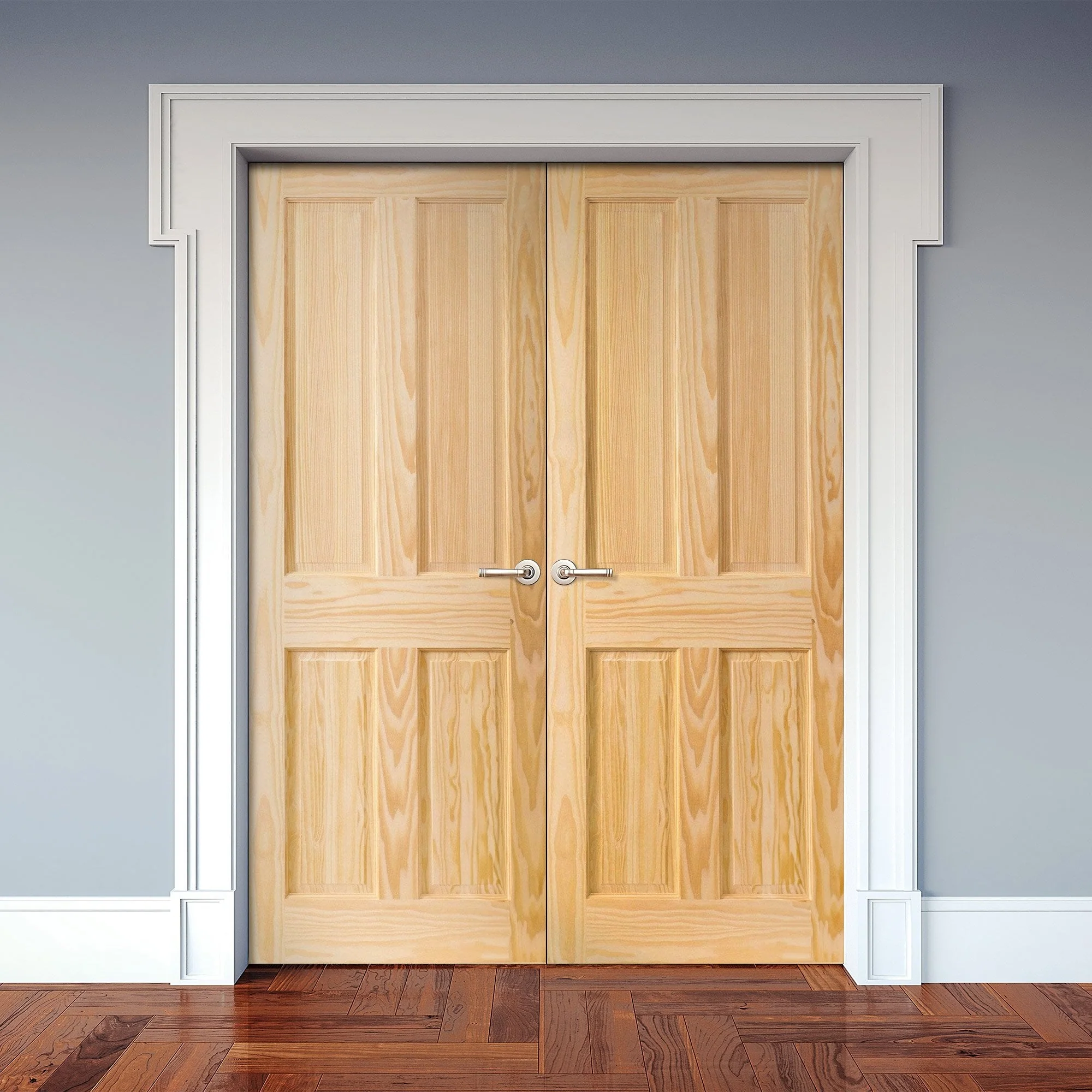 Internal Clear Pine Unfinished Malton 4 Panel Pair Door