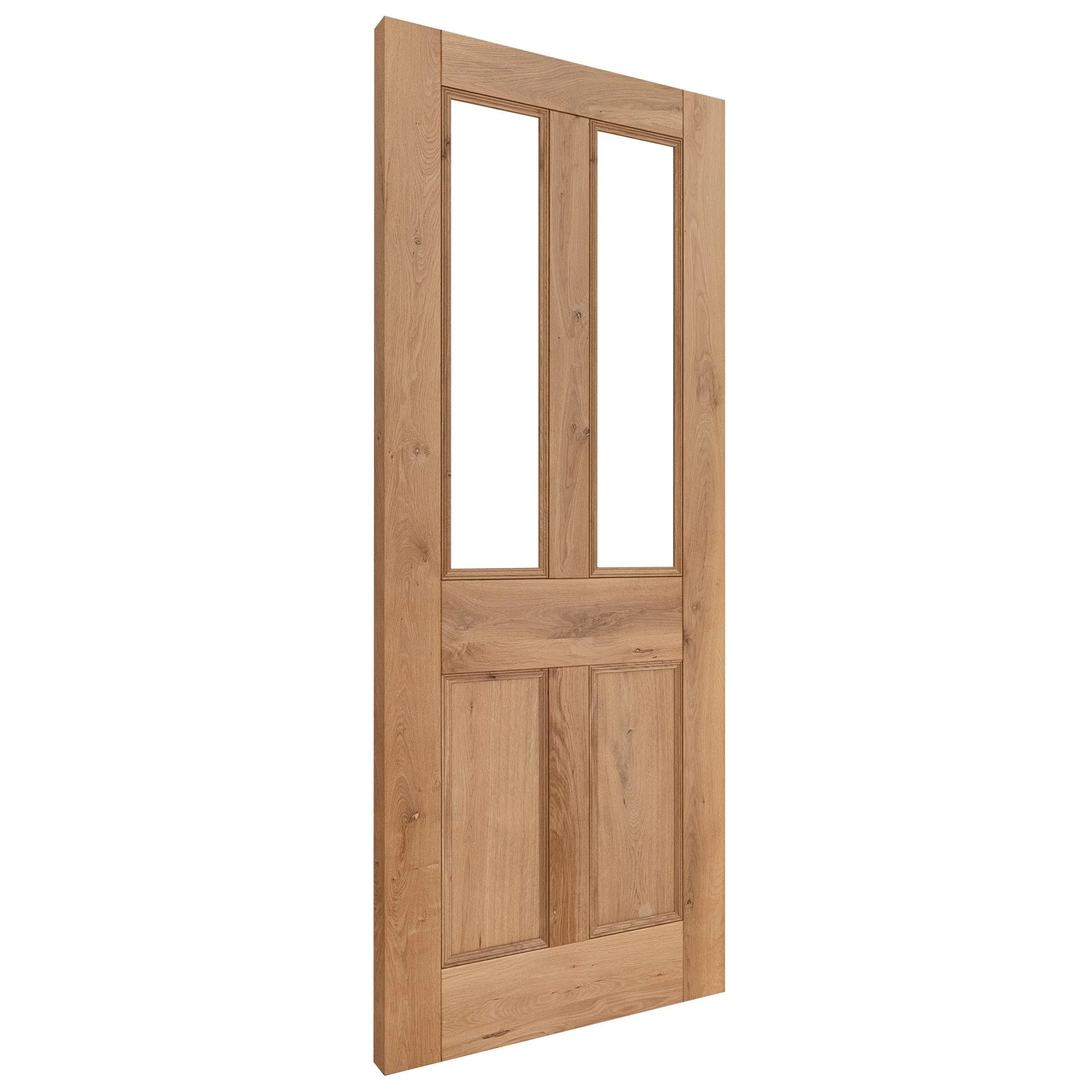 Internal Fully Finished Rustic Oak Victorian 2 Light Clear Glazed Door - Image 2
