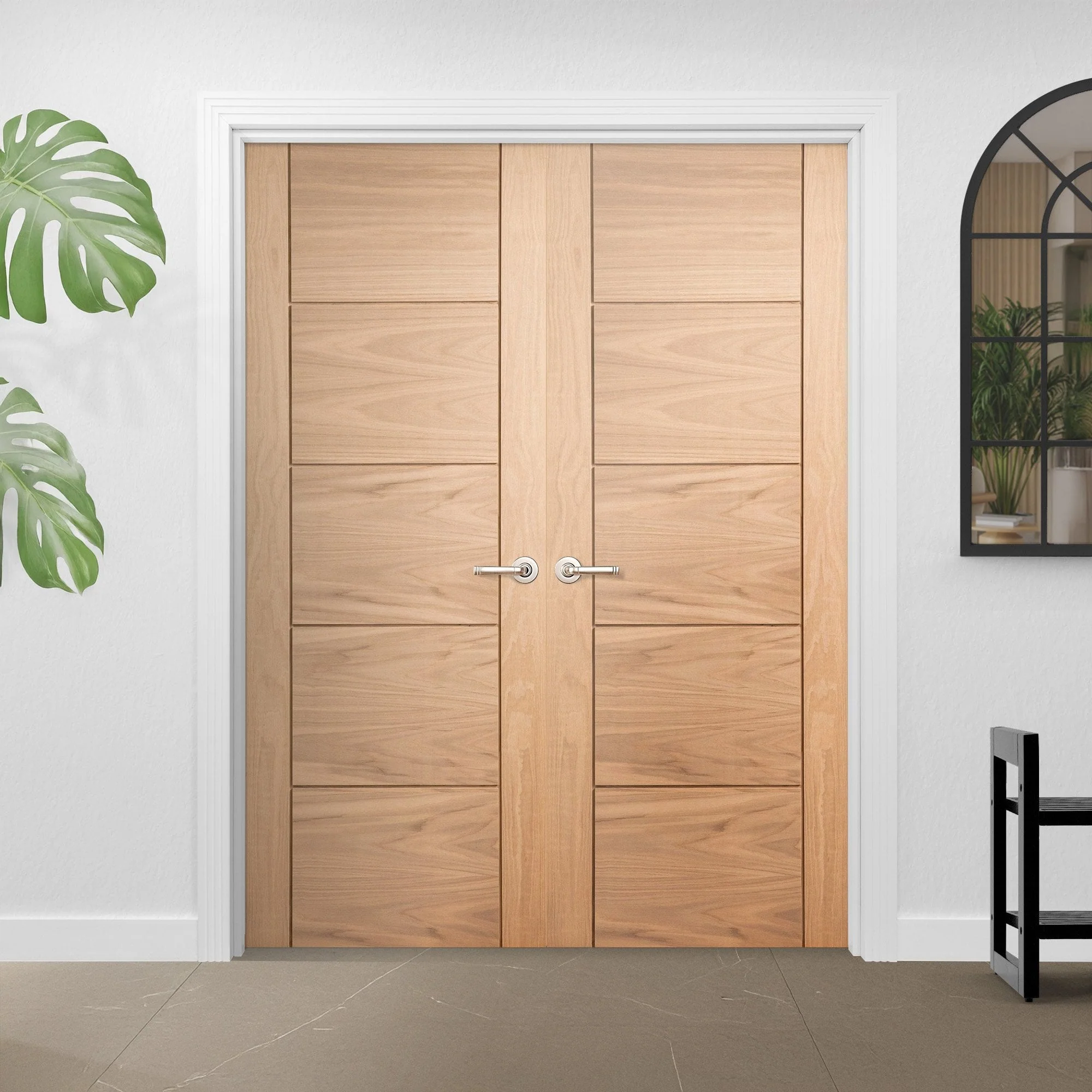 Internal Oak Unfinished Parma 5 Panel Pair Door
