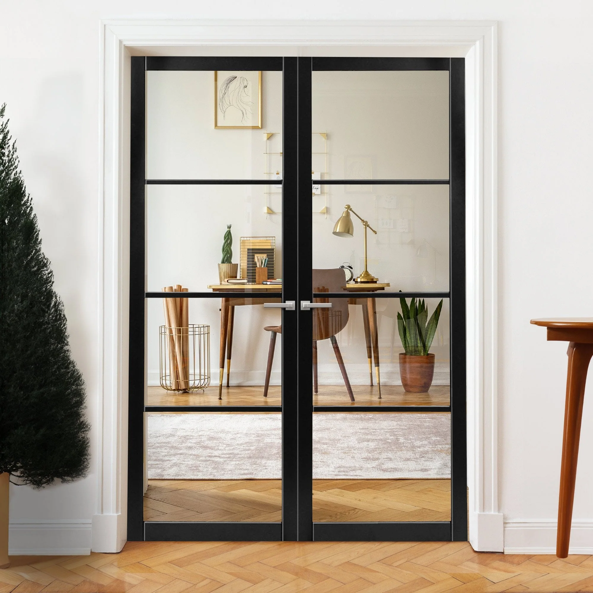 Internal Primed Industrial 2.0 Lifestyle 4 Light Clear Glass French Door - Image 2