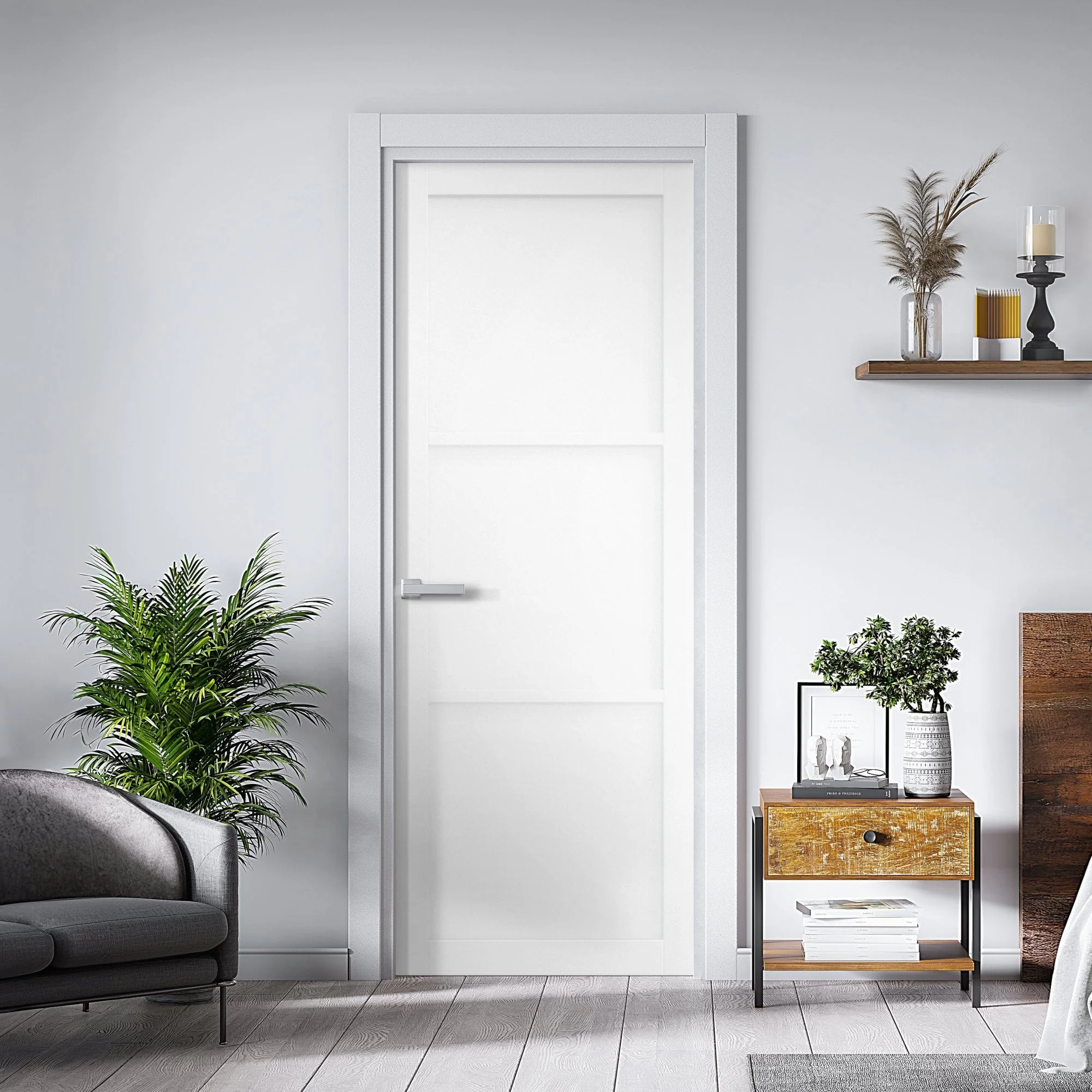 Internal Primed Studio Industrial 3 Panel Door - Image 4