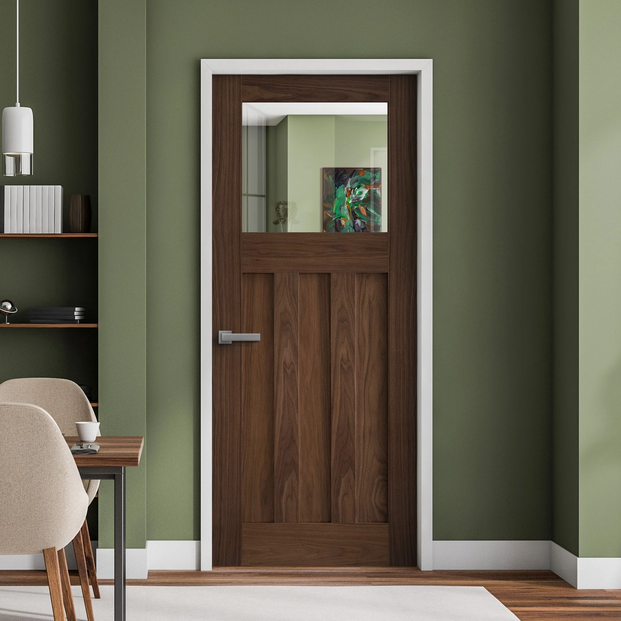 Internal Walnut Fully Finished 1 Light Clear Glass DX Door