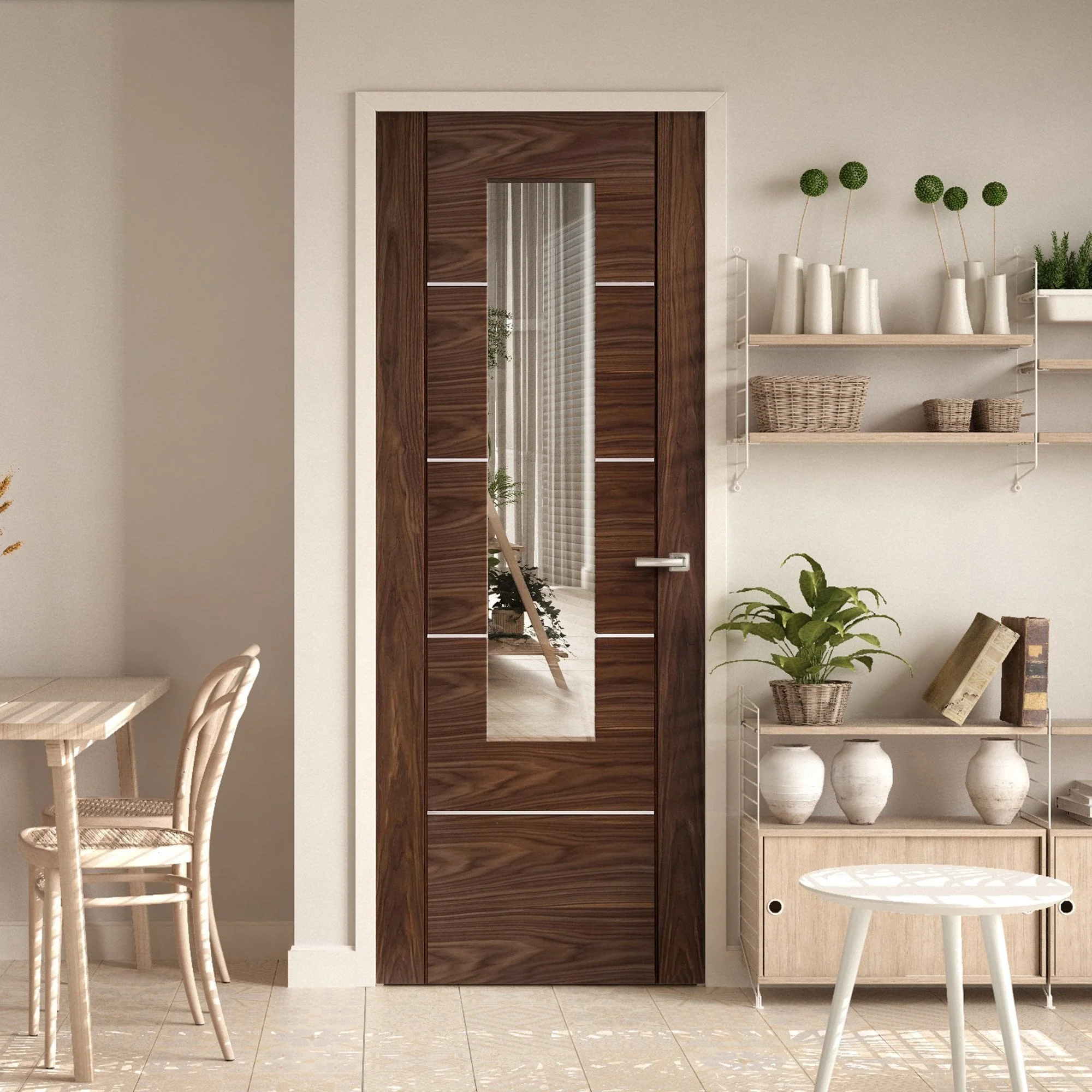 Internal Walnut Fully Finished Venice 1 Light Clear Glass Door