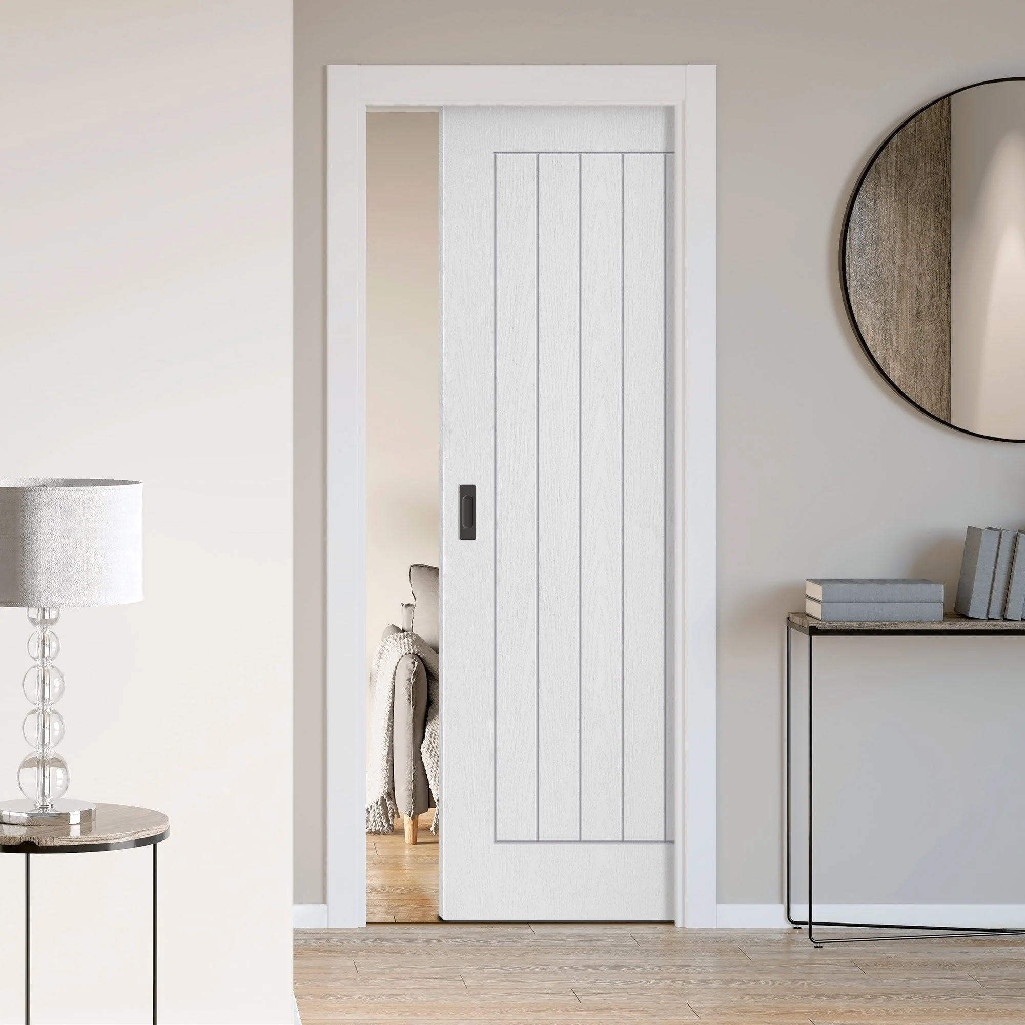 Internal White Moulded Farley Classic Framed 100mm Pocket Door Set (120823)