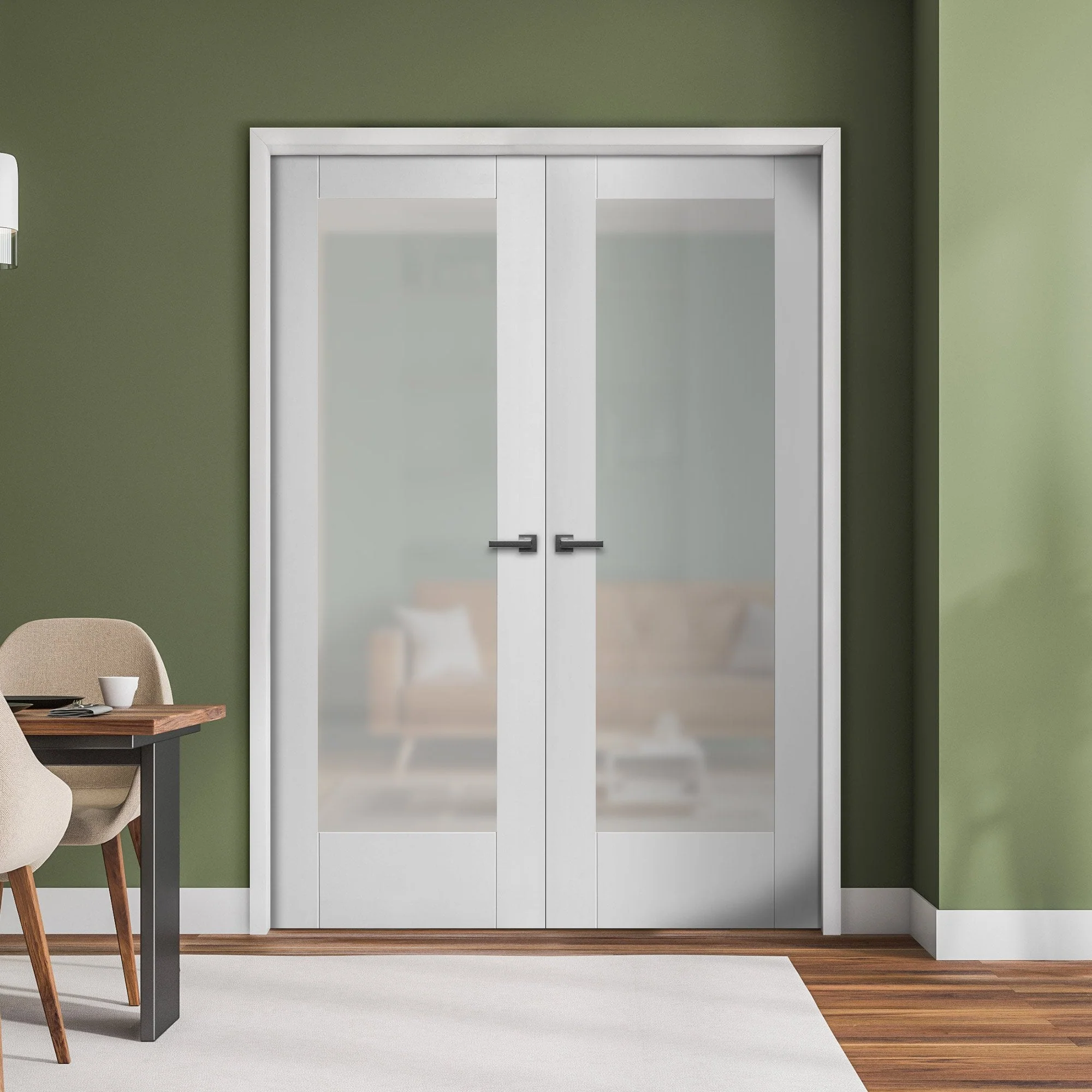 Internal White Primed Pattern 10 1 Light Obscure Glass French Door (121421)