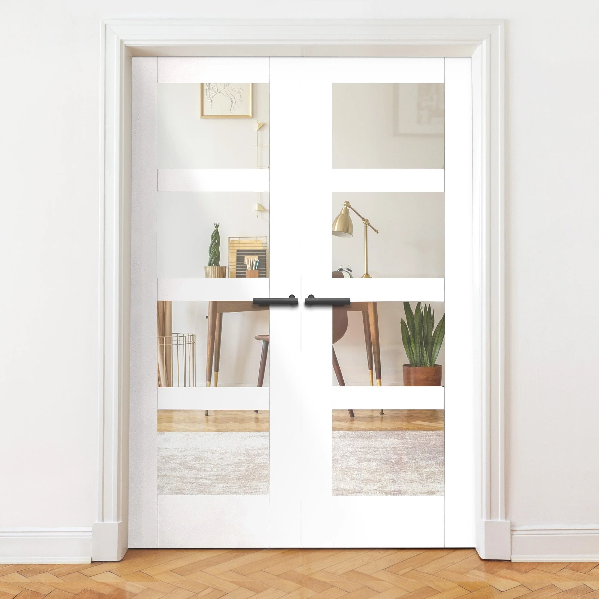 Internal White Primed Shaker 4 Light Clear Glass French Door (121429)