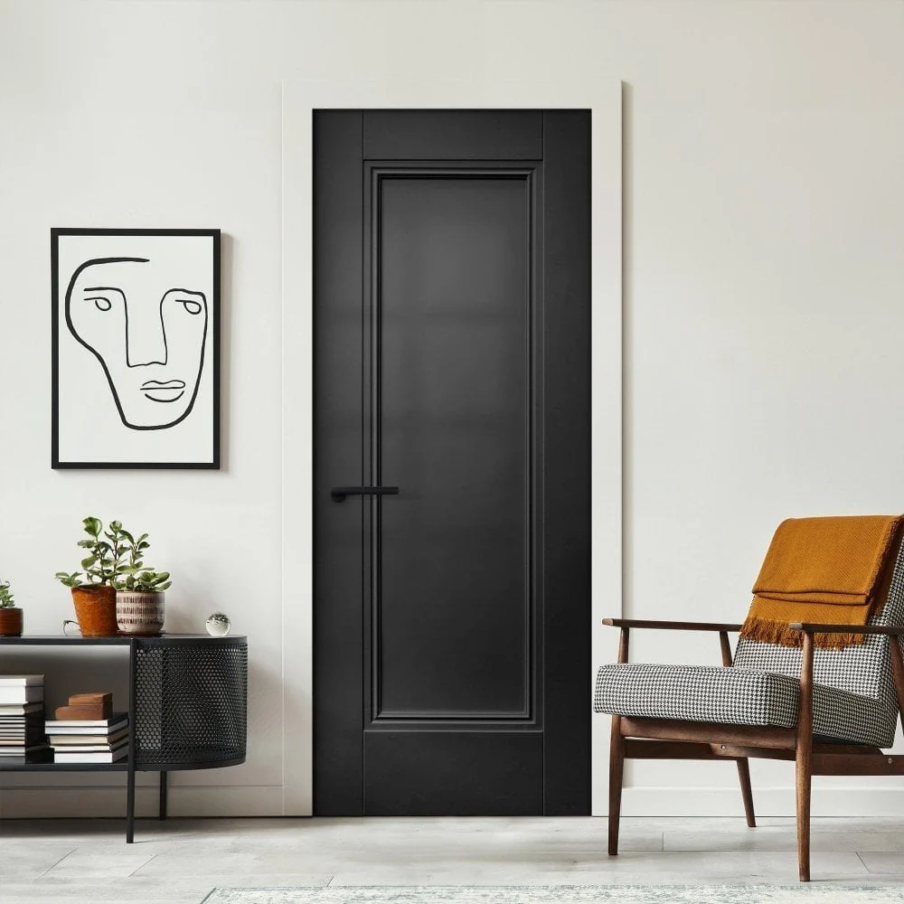 Jet Black Internal Fully Finished 1 Panel Elegance Lancaster Door