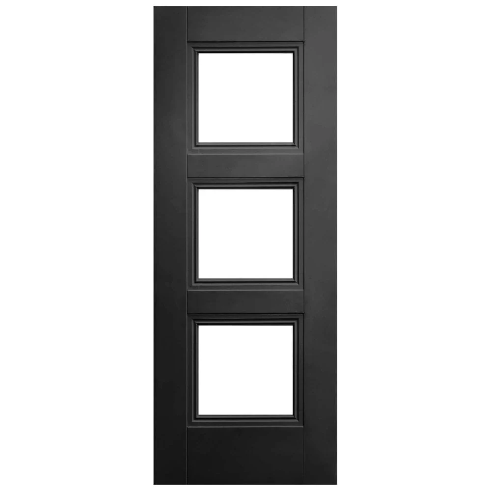 Jet Black Internal Fully Finished 3 Light Clear Glass Elegance Ripley Door - Image 3
