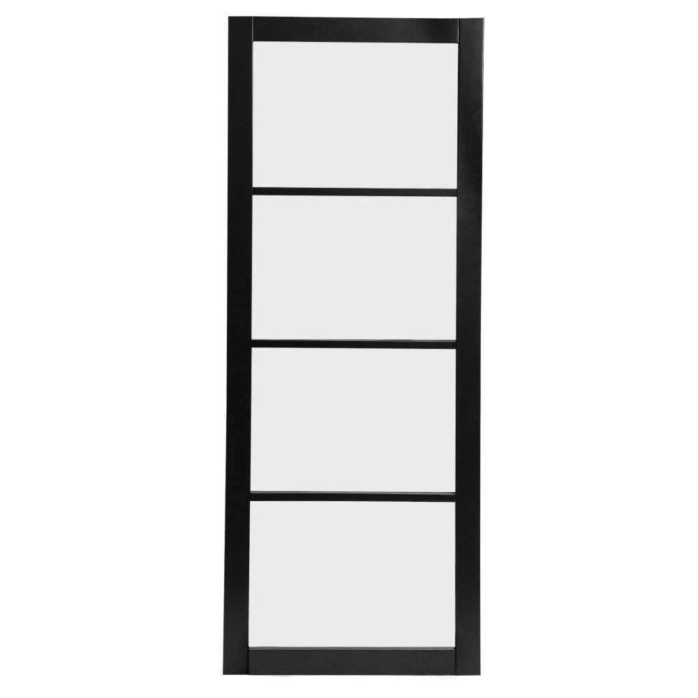 Jet Black Internal Fully Finished 4 Light Obscure Glass Industrial Studio Door - Image 3