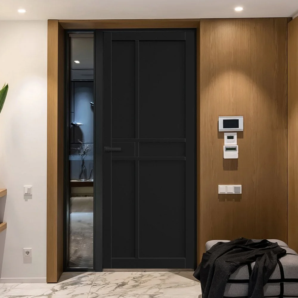 Jet Black Internal Fully Finished 6 Panel Industrial Studio Door