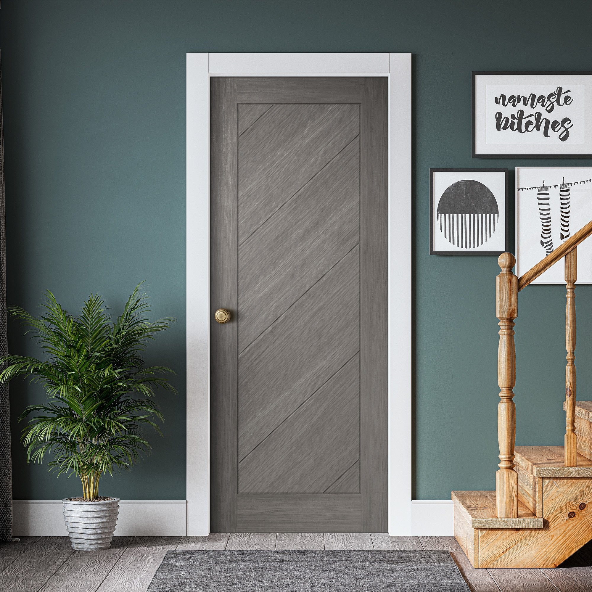 Light Grey Internal Fully Finished Endure Laminate Stockholm FD30 Fire Door - Image 4