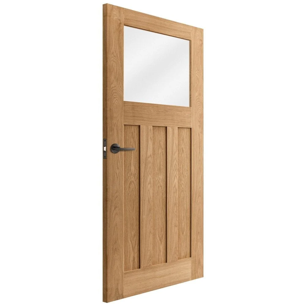 Oak Internal Fully Finished 1930's DX 3 Panel 1 Light Clear Glass FD30 Fire Door - Image 2