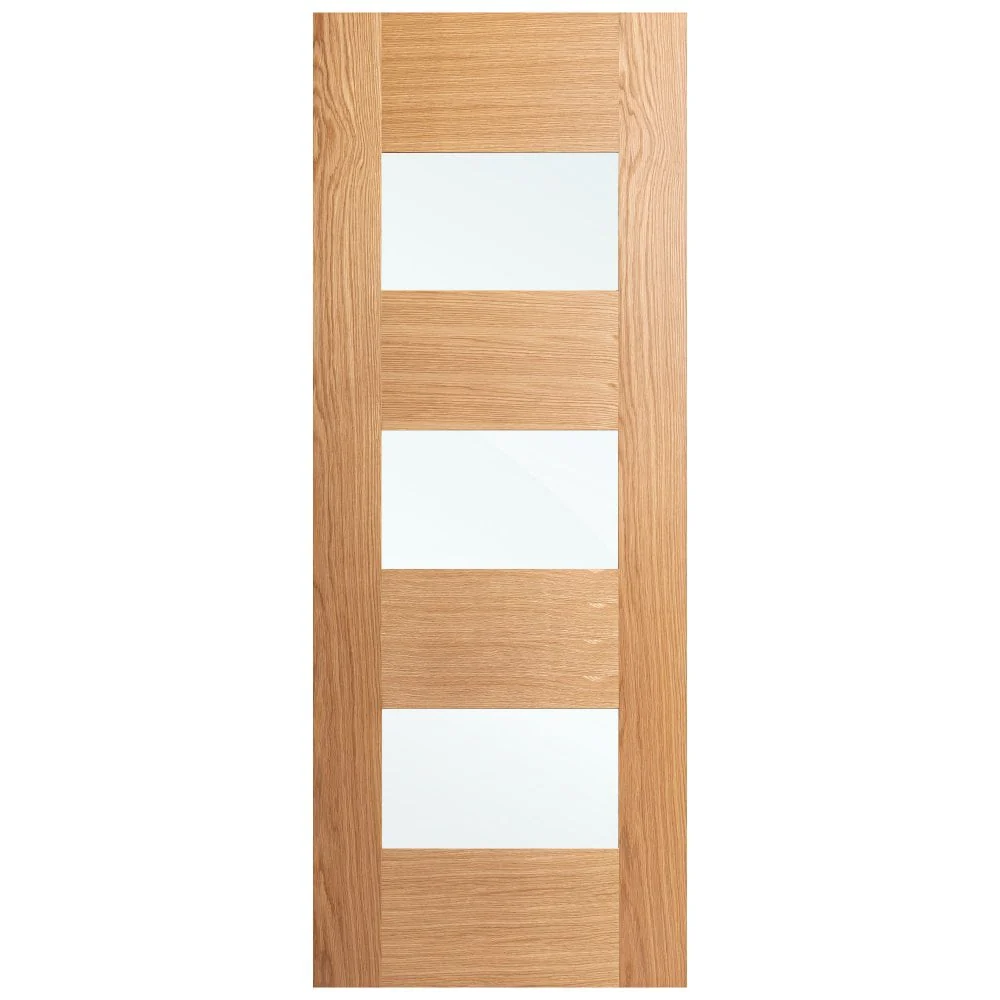 Oak Internal Fully Finished Edison 7 Panel 3 Light Clear Glass Door - Image 3