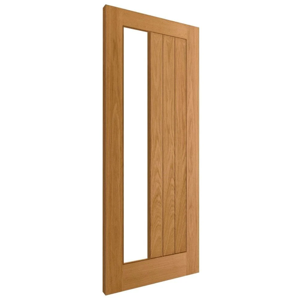 Oak Internal Fully Finished Farley 1 Light Clear Offset Glass Made-to-Measure FD30 Fire Door - Image 2