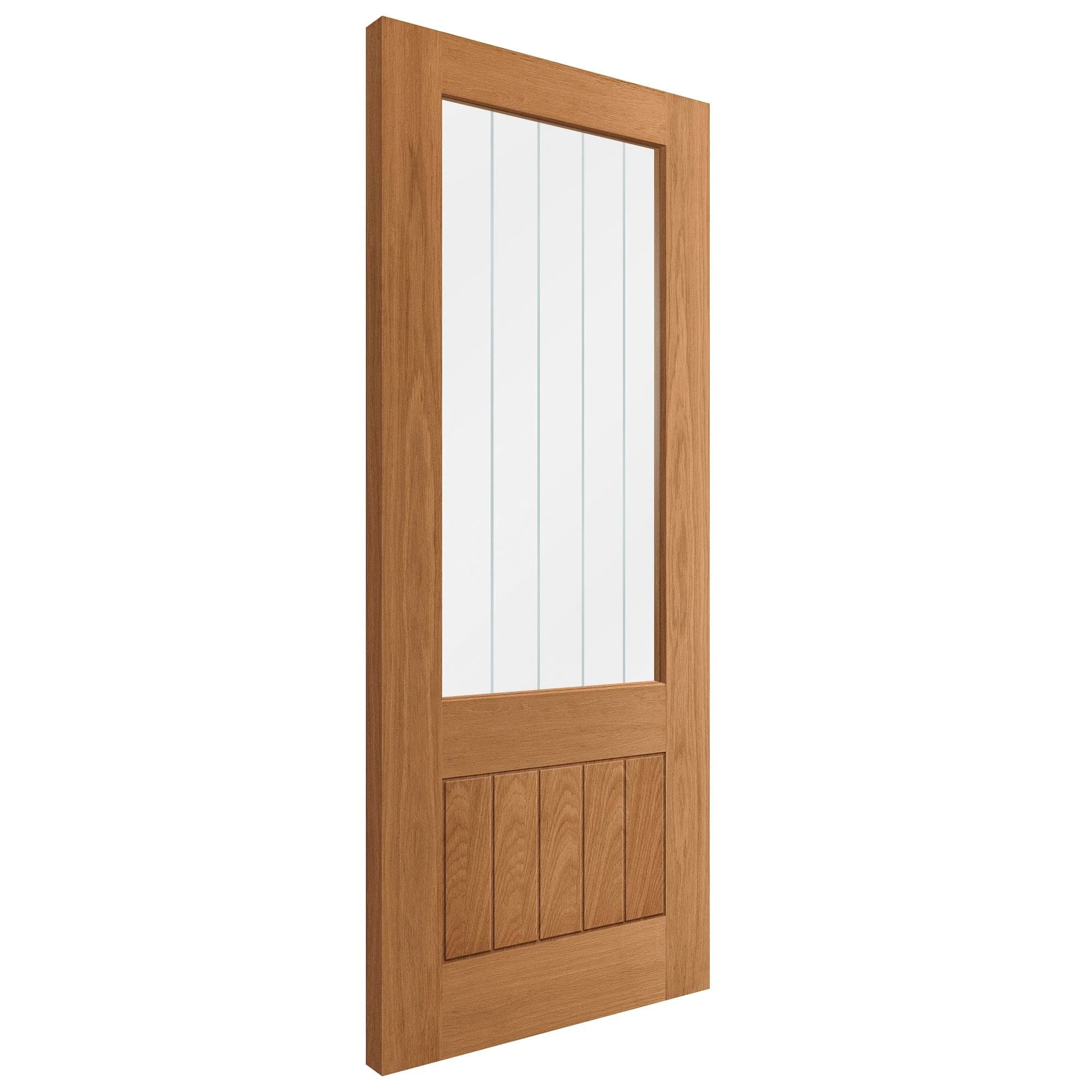 Oak Internal Fully Finished Farley 1 Panel 1 Light Obscure Glass Made-to-Measure Door - Image 2