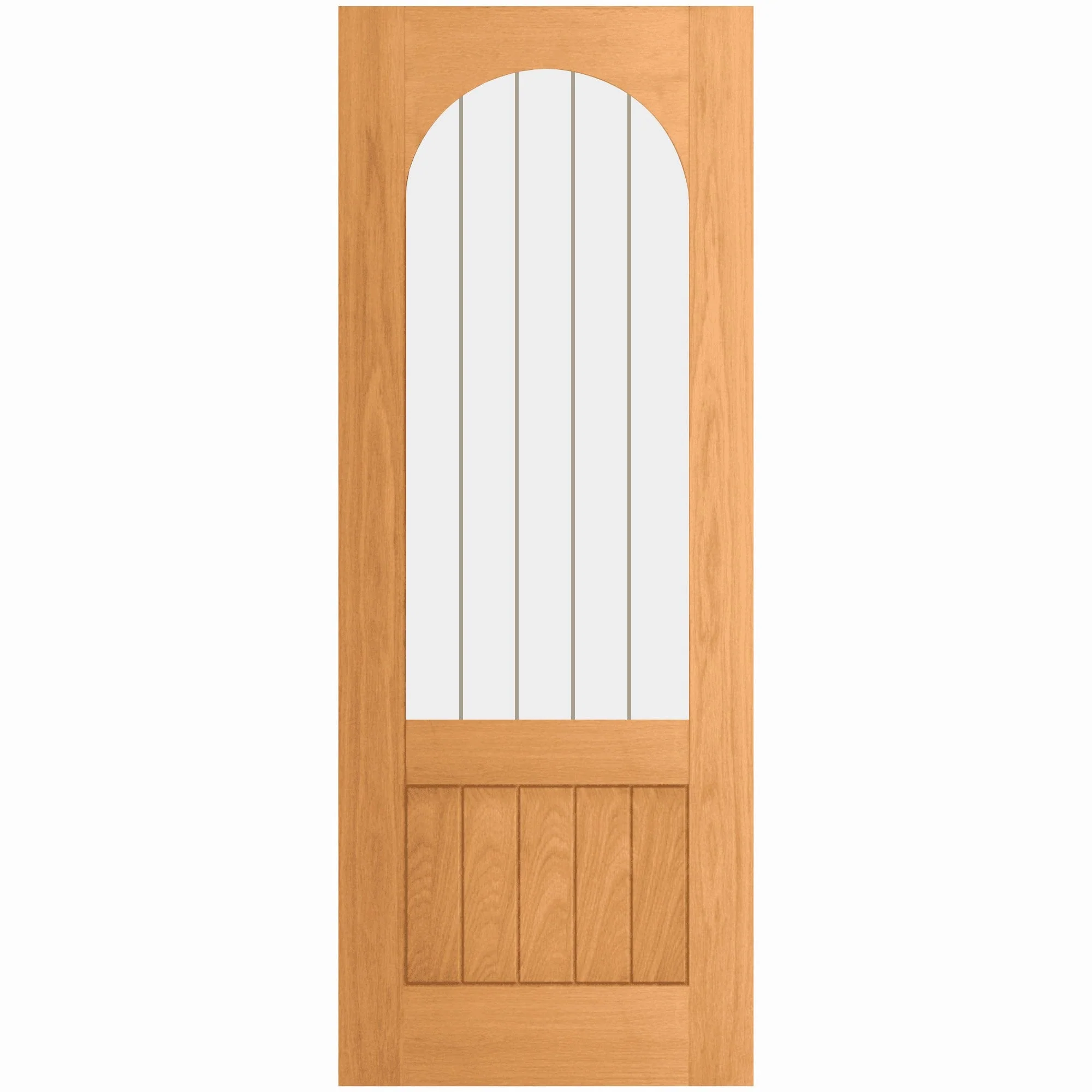 Oak Internal Fully Finished Farley Arched Square Top 1 Panel 1 Light Obscure Lined Clear Glass Door - Image 2