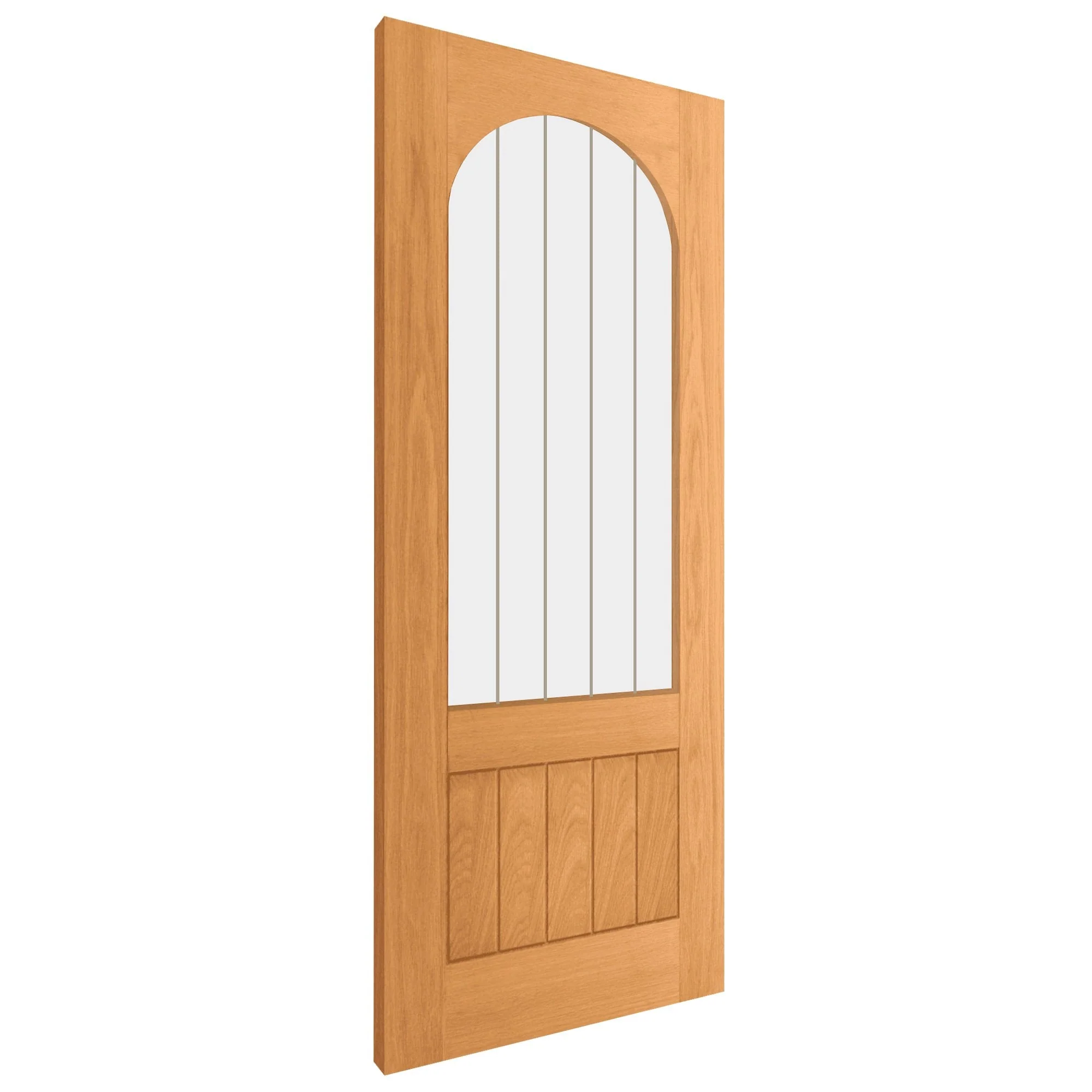 Oak Internal Fully Finished Farley Arched Square Top 1 Panel 1 Light Obscure Lined Clear Glass Door - Image 3