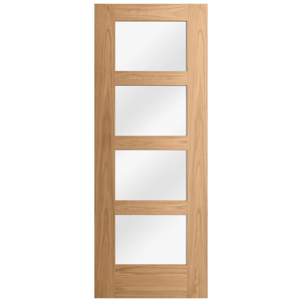 Oak Internal Fully Finished Shaker 4 Light Clear Glass FD30 Fire Door - Image 3