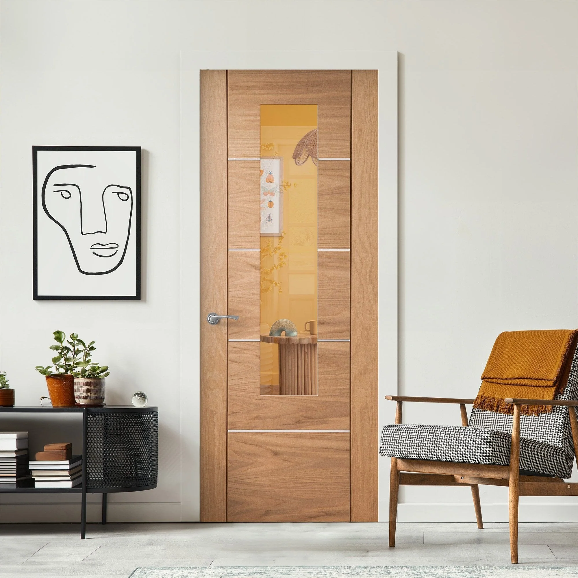 Oak Internal Fully Finished Venice 1 Light Clear Glass Door