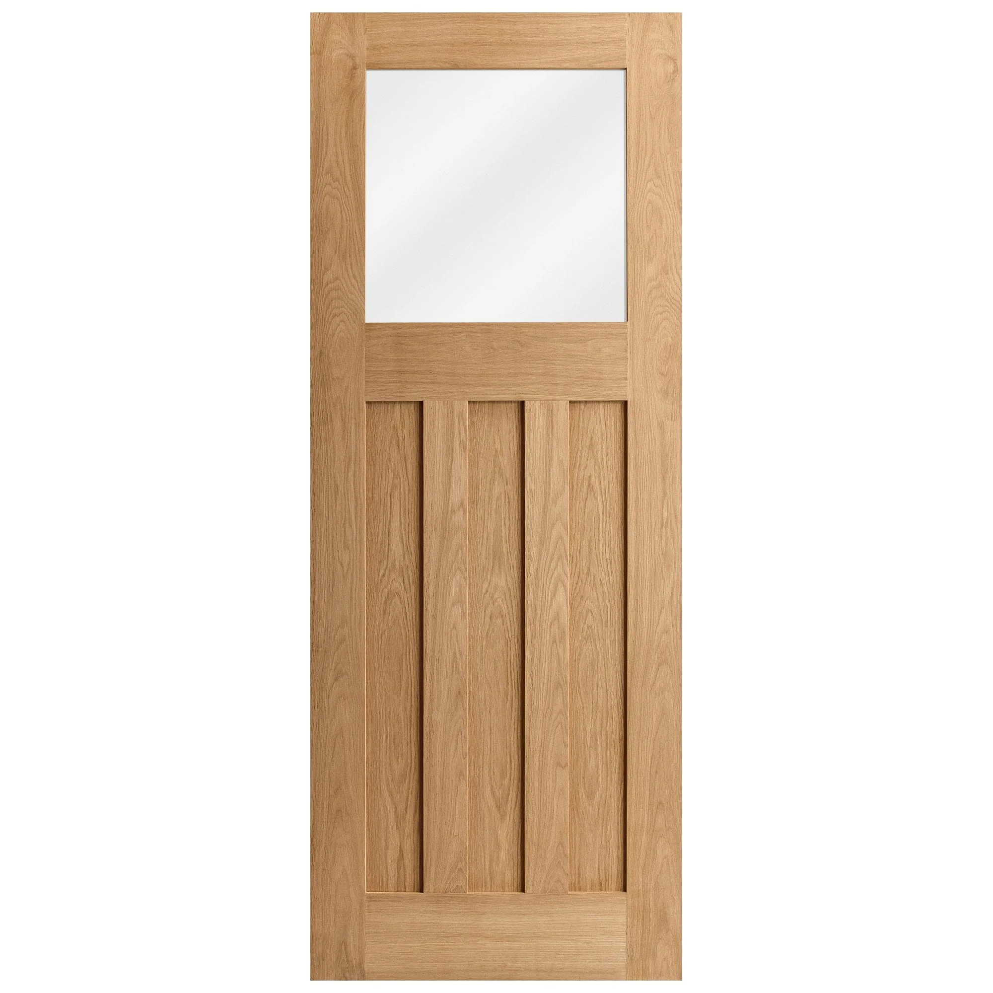 Oak Internal Unfinished 1930's DX 3 Panel 1 Light Clear Glass Door - Image 3