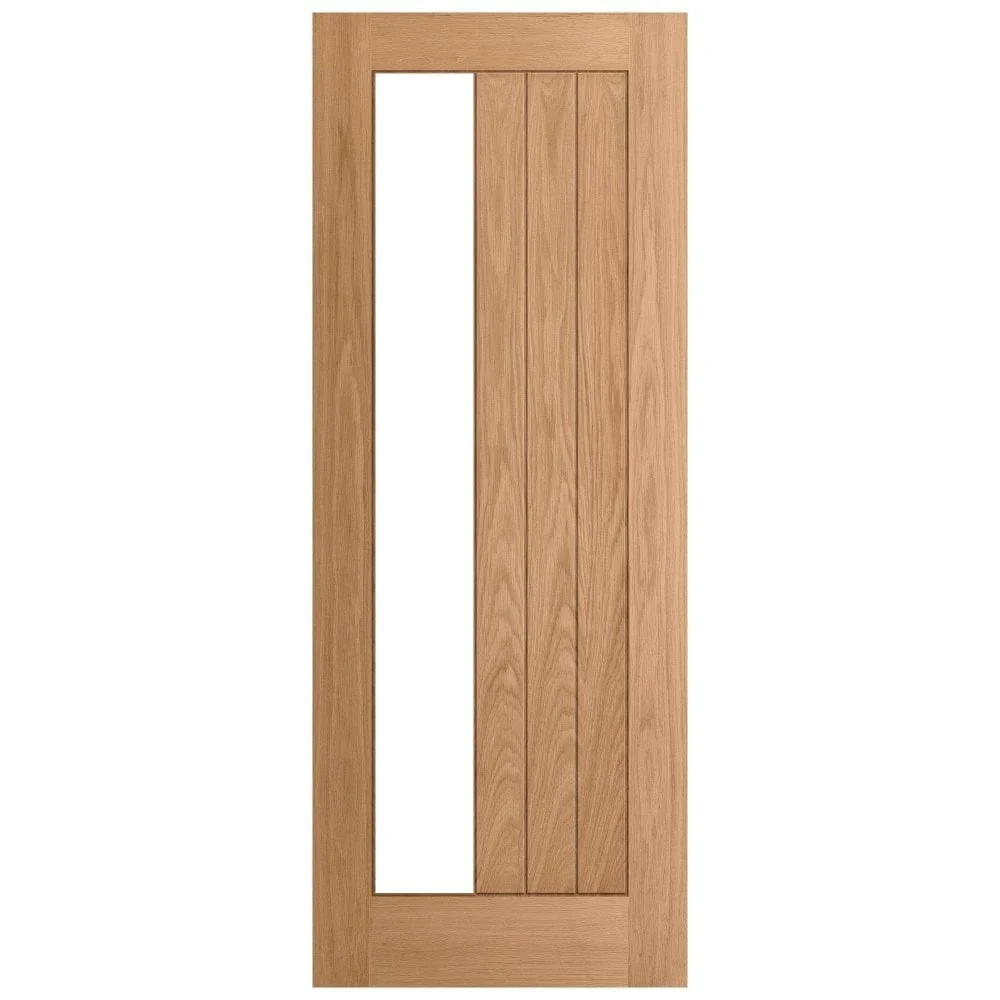 Oak Internal Unfinished Farley 1 Light Clear Offset Glass Made-to-Measure FD30 Fire Door - Image 3