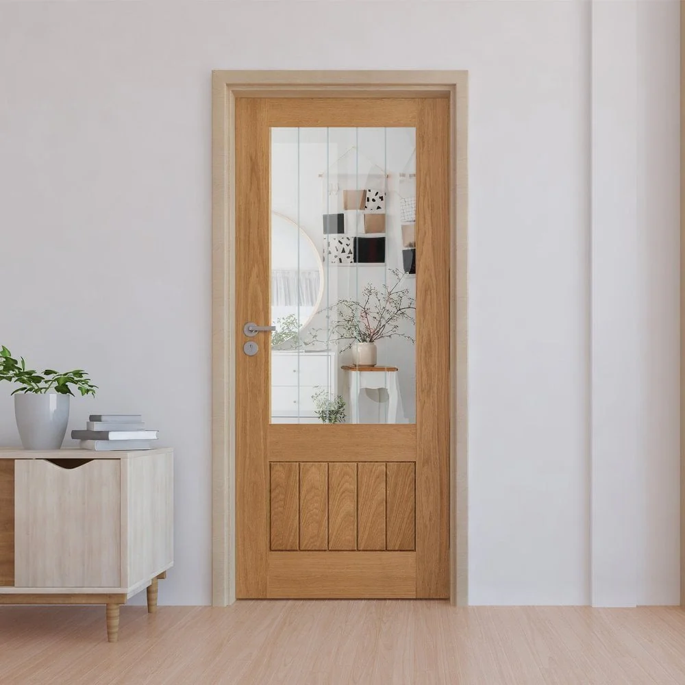 Oak Internal Unfinished Farley 1 Panel 1 Light Obscure Glass Made-to-Measure Door
