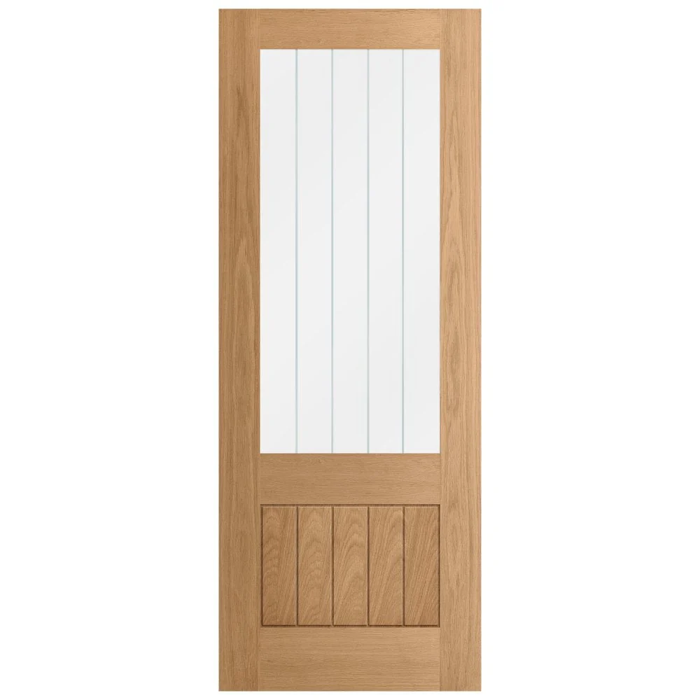 Oak Internal Unfinished Farley 1 Panel 1 Light Obscure Lined Clear Glass Made-to-Measure Door - Image 3