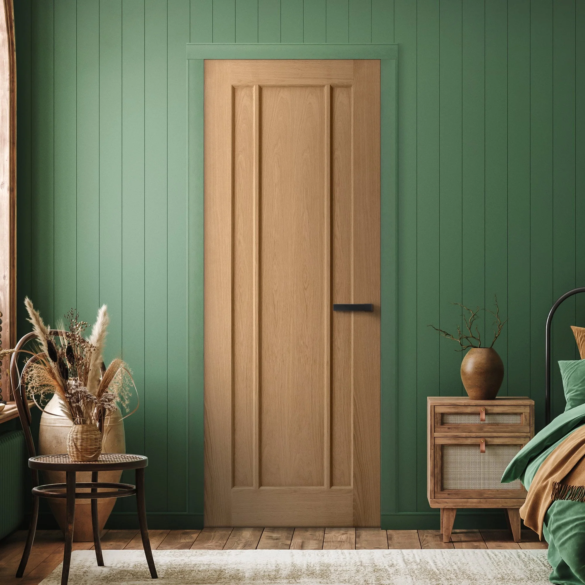 Oak Internal Unfinished Toledo 3 Panel Door - Image 5