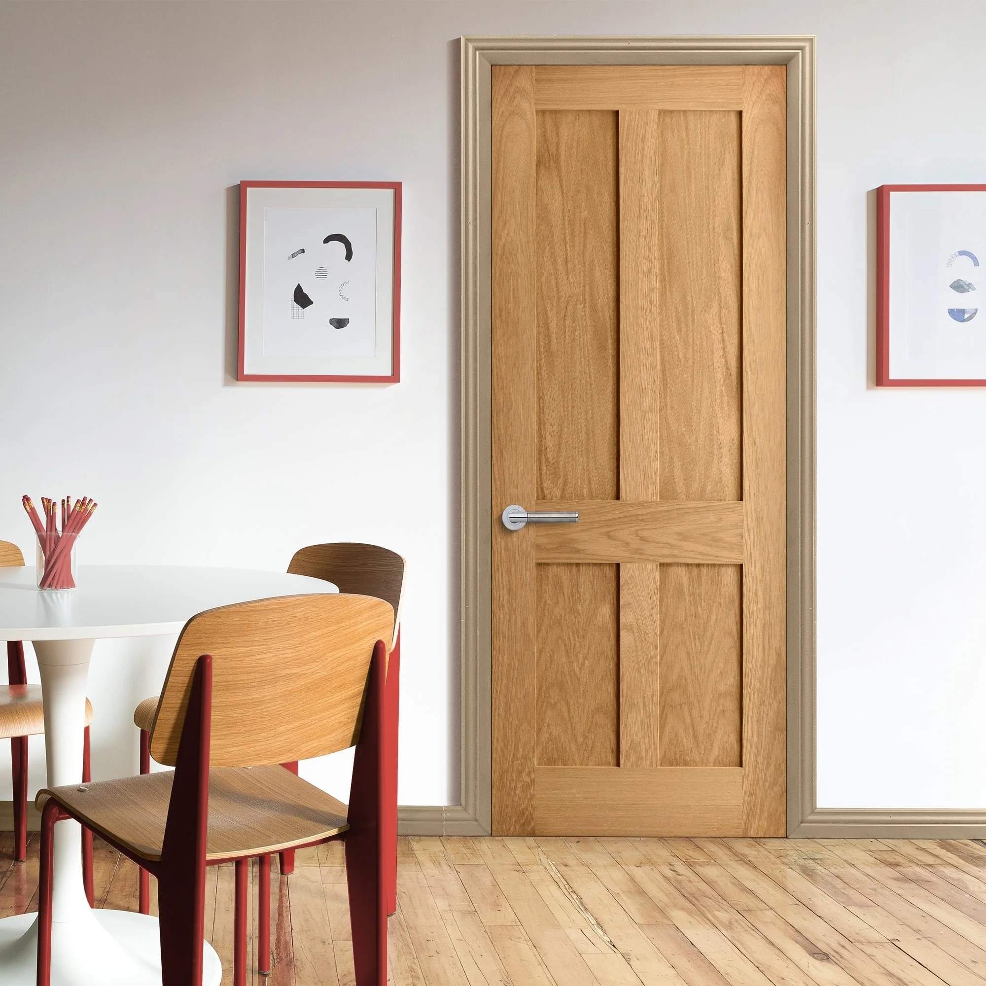 Oak Internal Unfinished Victorian 4 Panel Flat Made-to-Measure Door - Image 5