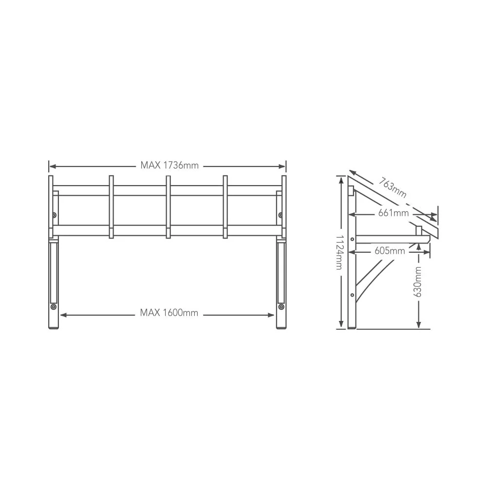 Pitch 1600mm Flat Roof Porch Canopy - Image 3
