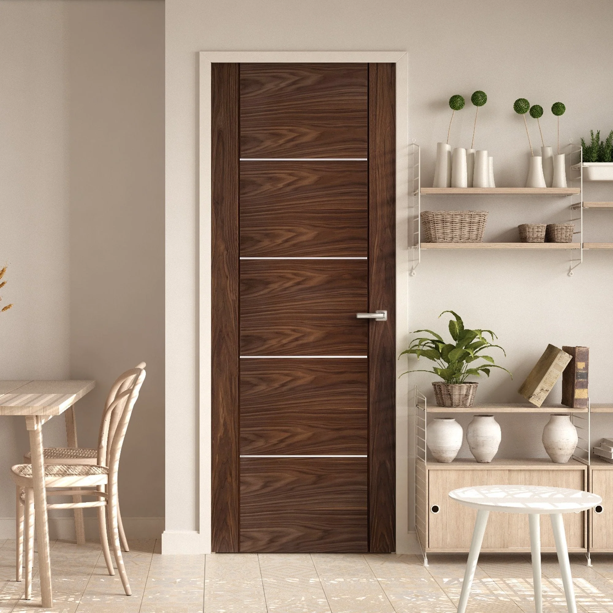 Walnut Internal Fully Finished Venice 5 Panel Made-to-Measure Door