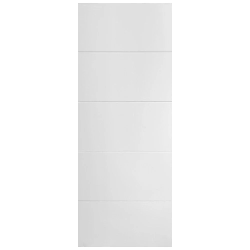 White Internal Lifestyle Moulded Smooth Horizontal 5 Panel FD30 Fire Door - Image 3