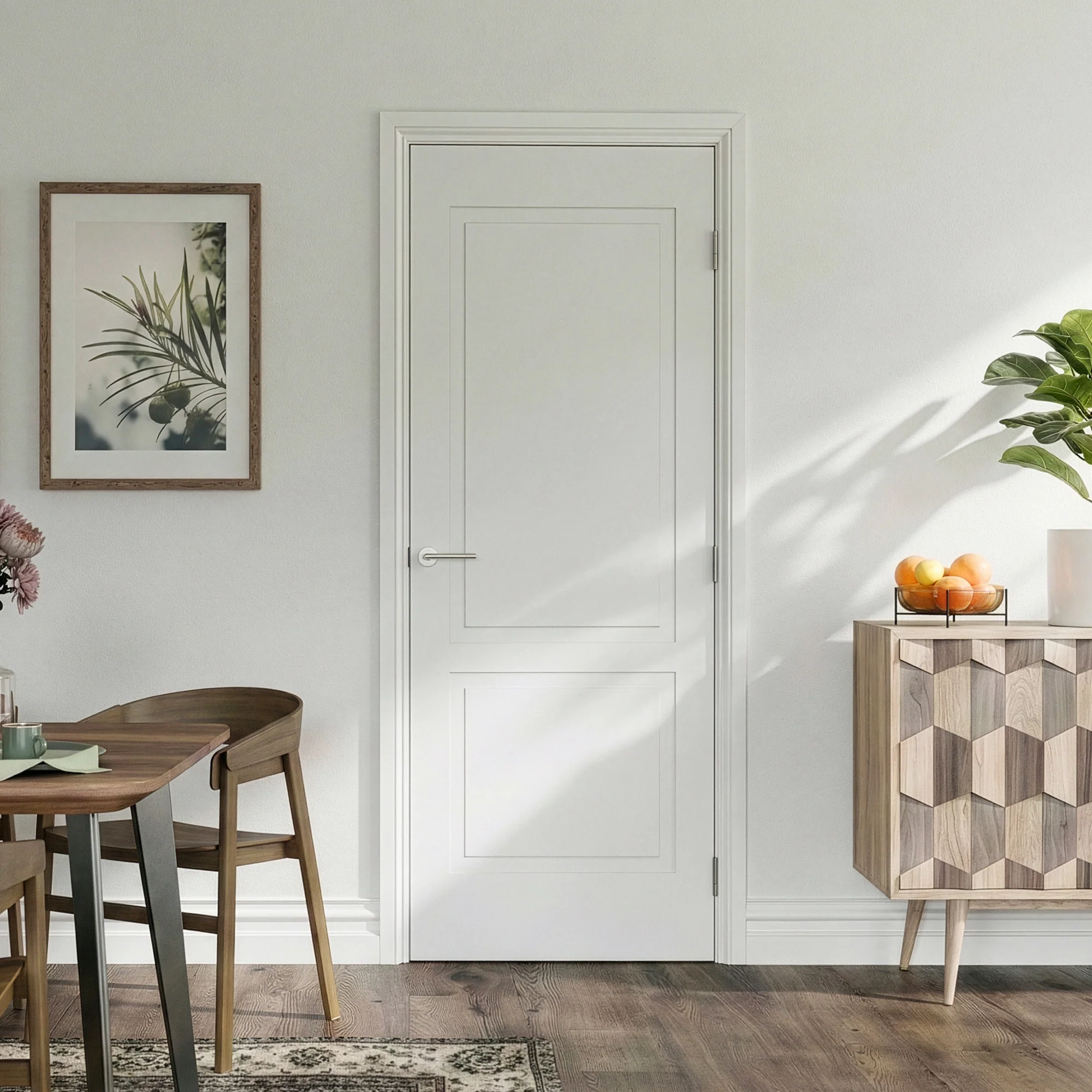 White Internal Lifestyle Moulded Smooth Shallow Groove 2 Panel Door
