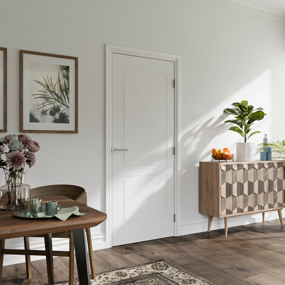 White Internal Lifestyle Moulded Smooth Shallow Groove 2 Panel Door - Image 4