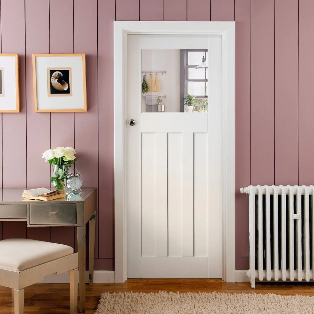 White Internal Primed 1930's DX 1 Light Clear Glass Door