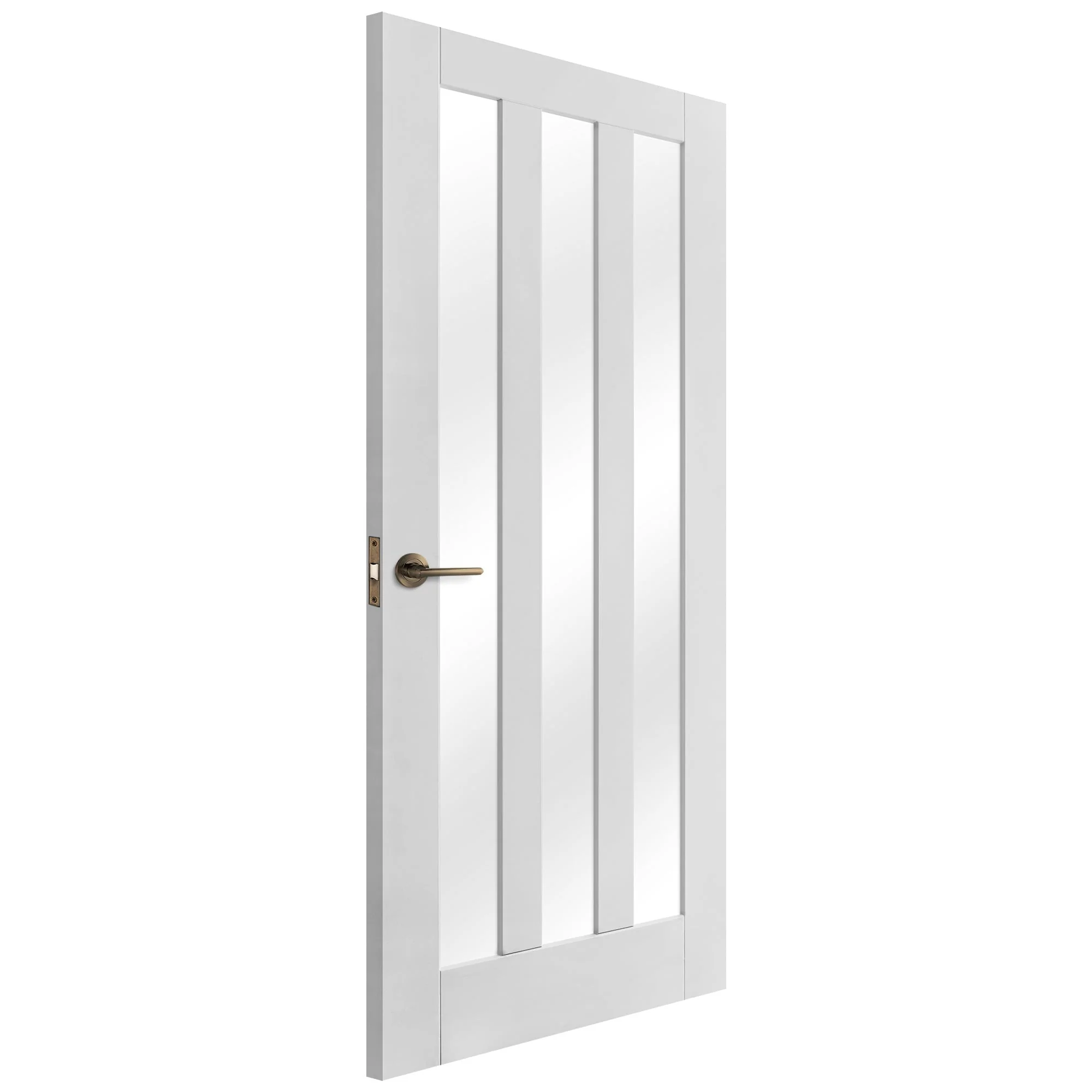 White Internal Primed Ashton 3 Light Clear Glass Door - Image 2