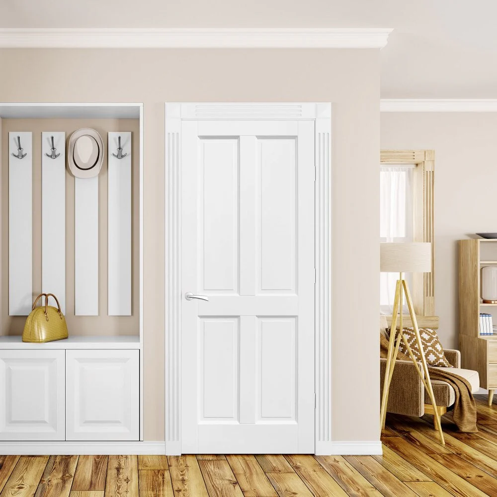 White Internal Primed Berkeley 4 Panel Door - Image 4