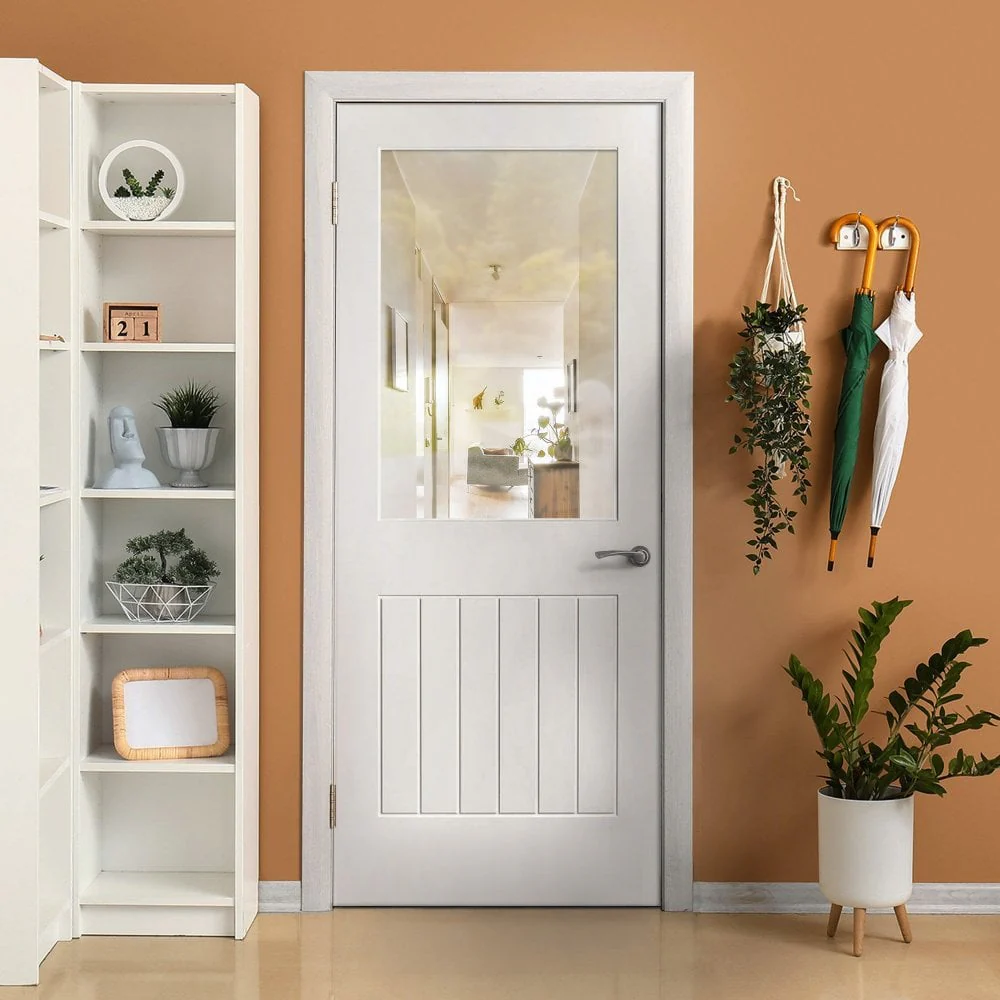 White Internal Primed Cottage 1 Light Clear Glass Door