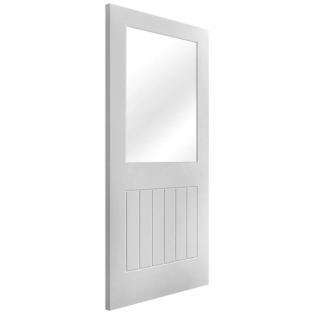 White Internal Primed Cottage 1 Panel 1 Light Clear Glass Made-to-Measure Door - Image 4