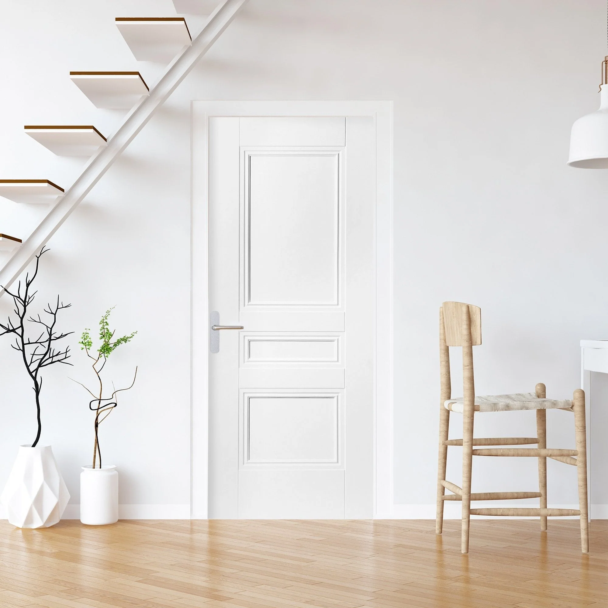 White Internal Primed Elegance Henley 3 Panel Made-to-Measure Door - Image 6