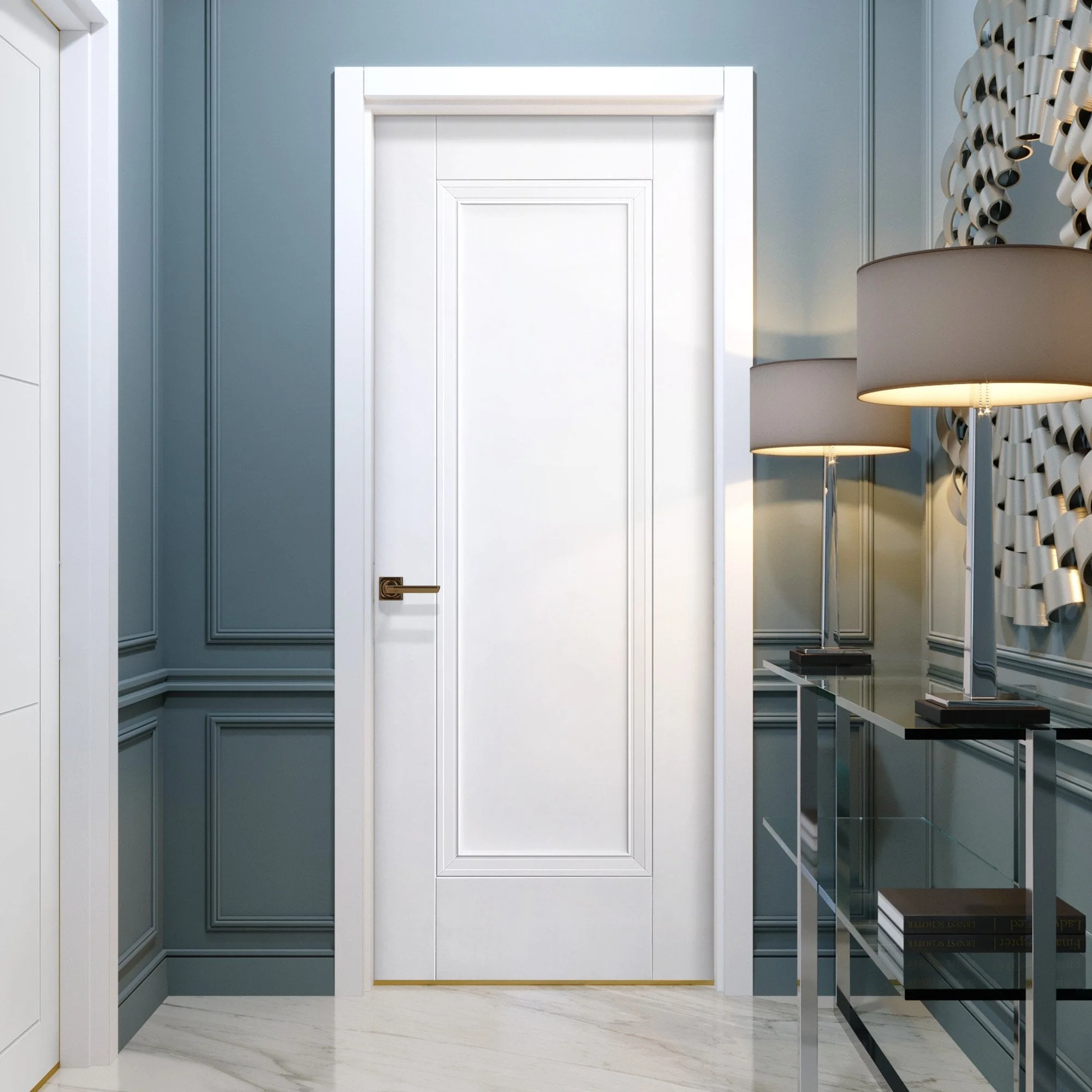 White Internal Primed Elegance Lancaster 1 Panel Door