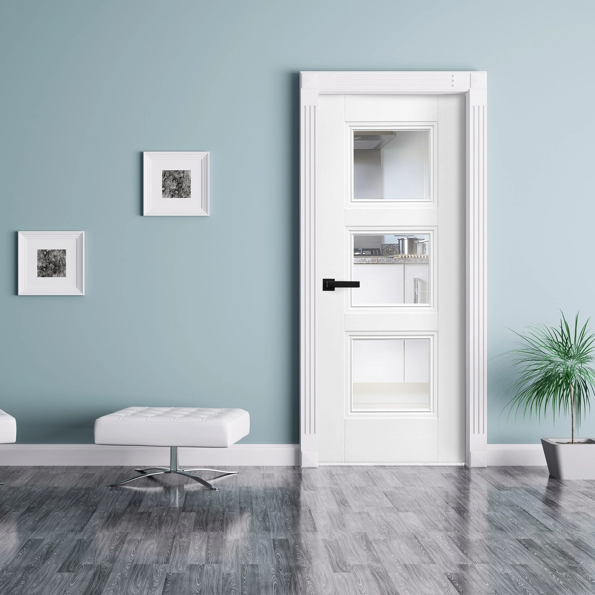 White Internal Primed Elegance Ripley 3 Light Clear Glass Made-to-Measure Door - Image 4