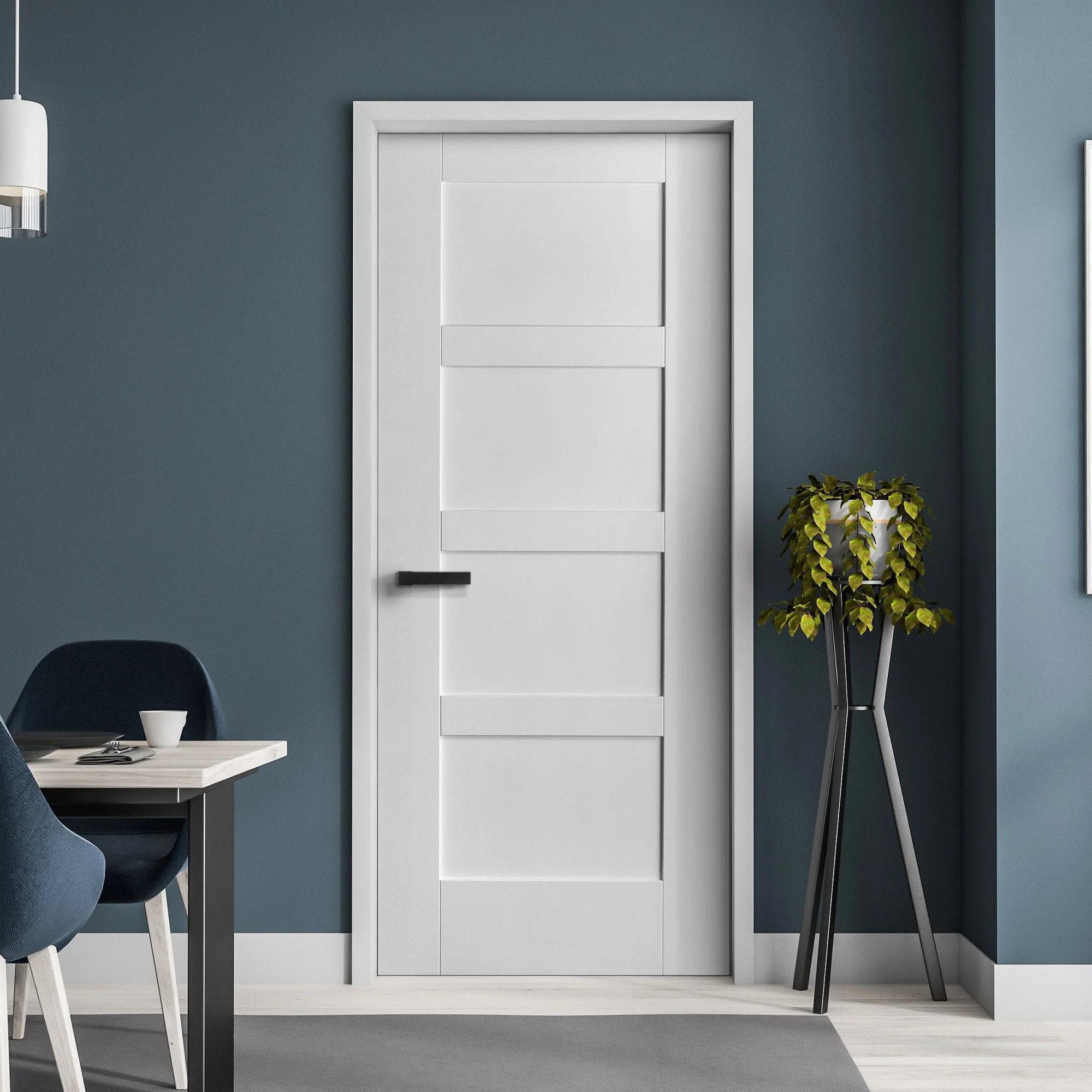 White Internal Primed Flat Shaker 4 Panel Door