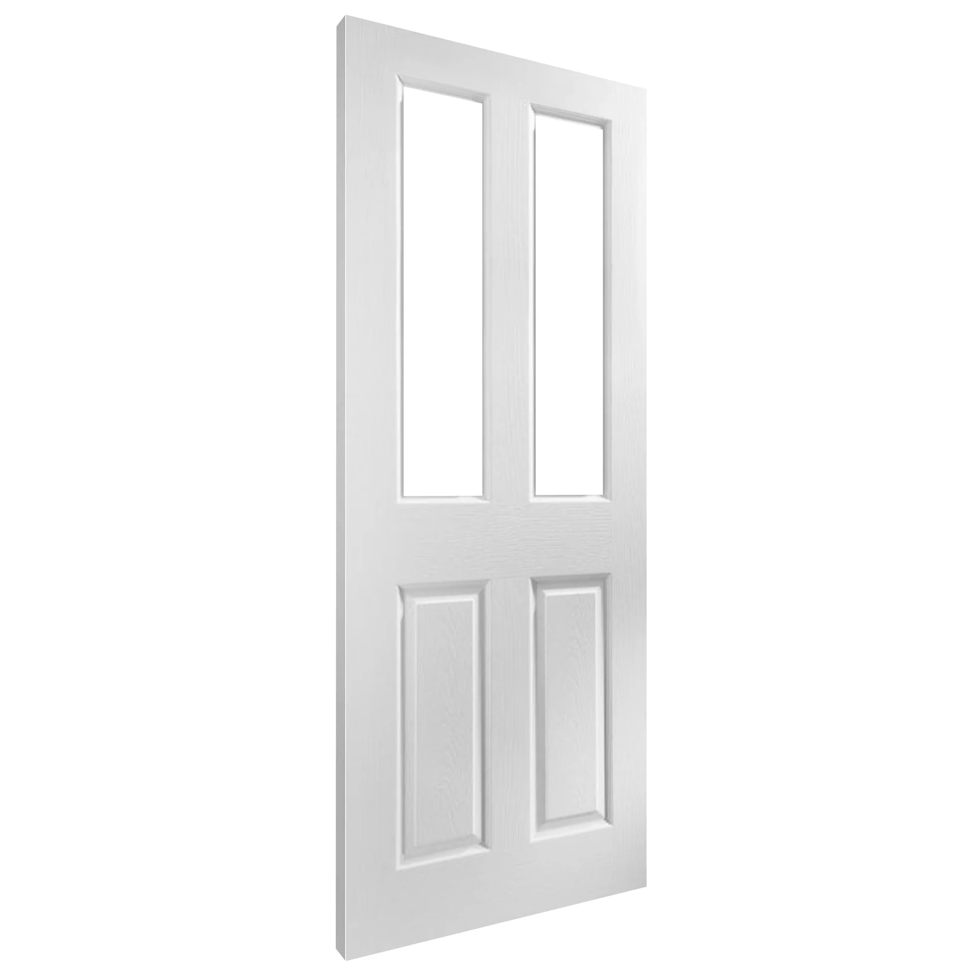 White Internal Primed Malton 2 Panel 2 Light Clear Glass FD30 Fire Door - Image 2
