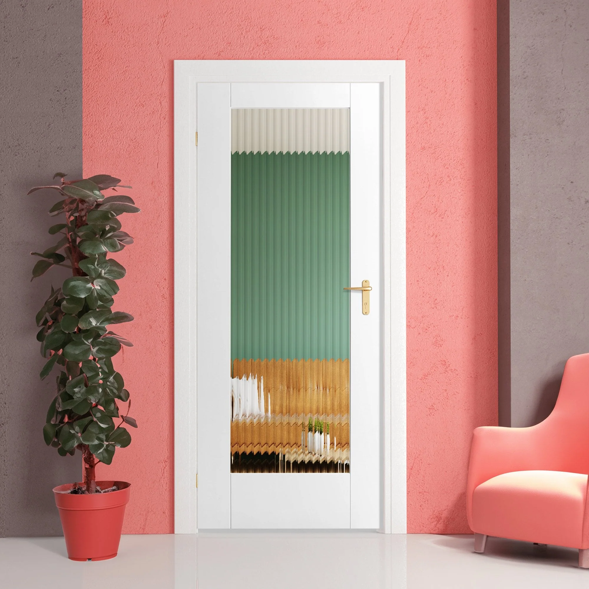 White Internal Primed Pattern 10 1 Light Reeded Glass Door