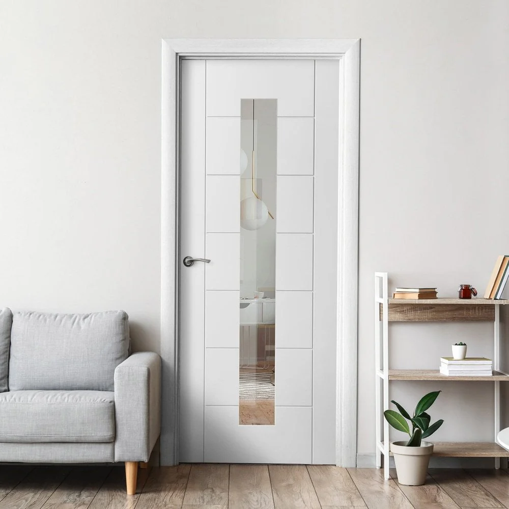 White Internal Primed Pedrena 1 Light Clear Glass Door